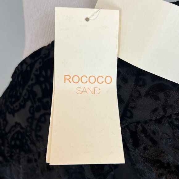Rococo Sand Black Sade Mini Dress Size Large Velvet Burnout Smocked Bodice NWT - Picture 15 of 16